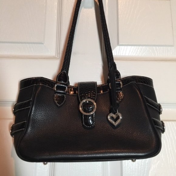 Brighton Bags Brighton Black Leather Handbag W Buckle Trim Poshmark